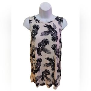 Old Navy Black and White Palm Print Tank Top